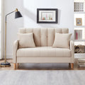 Contemporary Velvet Tufted Loveseat for Small Living Spaces - Beige Upholstered Sofa