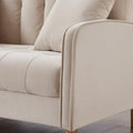 Contemporary Velvet Tufted Loveseat for Small Living Spaces - Beige Upholstered Sofa
