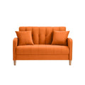 Contemporary Velvet Tufted Loveseat for Small Living Spaces - Beige Upholstered Sofa