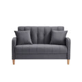 Contemporary Velvet Tufted Loveseat for Small Living Spaces - Beige Upholstered Sofa