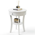 Costway Round 2-Tier Side Table - Versatile Nightstand for Bedroom and Living Room