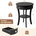 Costway Round 2-Tier Side Table - Versatile Nightstand for Bedroom and Living Room