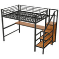 Complete Loft Bed Set with Desk, Storage Staircase, Compact Wardrobe, and LED Lighting