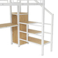 Complete Loft Bed Set with Desk, Storage Staircase, Compact Wardrobe, and LED Lighting