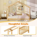 Gymax Twin to King Wooden House Bed Daybed with Safety Rails & Customizable Design