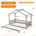 Gymax Twin to King Wooden House Bed Daybed with Safety Rails & Customizable Design