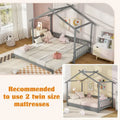 Gymax Twin to King Wooden House Bed Daybed with Safety Rails & Customizable Design