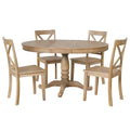 5-Piece Modern Dining Set for 4: Round Table with 4 Kitchen Chairs