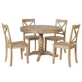 5-Piece Modern Dining Set for 4: Round Table with 4 Kitchen Chairs
