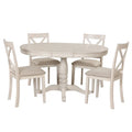 5-Piece Modern Dining Set for 4: Round Table with 4 Kitchen Chairs