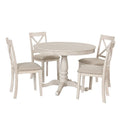 5-Piece Modern Dining Set for 4: Round Table with 4 Kitchen Chairs