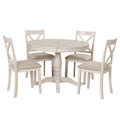 5-Piece Modern Dining Set for 4: Round Table with 4 Kitchen Chairs