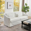 KINWELL 90W Linen Slipcovered 3-Seater Sofa with Skirt and 4 Pillows