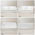 KINWELL 90W Linen Slipcovered 3-Seater Sofa with Skirt and 4 Pillows