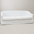 KINWELL 90W Linen Slipcovered 3-Seater Sofa with Skirt and 4 Pillows
