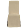 Set of 2 Shaw Dining Chairs with Tall Rolled Back and Skirted Base in Beige