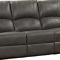 Gray Leather Lizzy Sofa and Loveseat Set with Manual Reclining and Solid Wood Frame