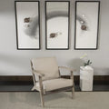 Handcrafted Amber Accent Chair with Slatted Mango Wood, Buffalo Leather Cushions, and Angled Legs