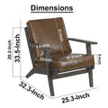 Handcrafted Amber Accent Chair with Slatted Mango Wood, Buffalo Leather Cushions, and Angled Legs