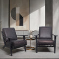 Handcrafted Amber Accent Chair with Slatted Mango Wood, Buffalo Leather Cushions, and Angled Legs