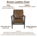 Handcrafted Amber Accent Chair with Slatted Mango Wood, Buffalo Leather Cushions, and Angled Legs