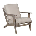 Handcrafted Amber Accent Chair with Slatted Mango Wood, Buffalo Leather Cushions, and Angled Legs