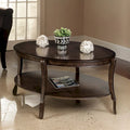 Orio 49-Inch Oval Brown Wood Coffee Table with Open Shelves