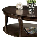 Orio 49-Inch Oval Brown Wood Coffee Table with Open Shelves
