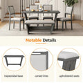 6-Piece Wooden Dining Set: Rectangular Table with 4 Upholstered Chairs and 1 Bench