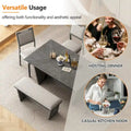 6-Piece Wooden Dining Set: Rectangular Table with 4 Upholstered Chairs and 1 Bench
