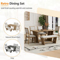 6-Piece Wooden Dining Set: Rectangular Table with 4 Upholstered Chairs and 1 Bench