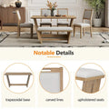 6-Piece Wooden Dining Set: Rectangular Table with 4 Upholstered Chairs and 1 Bench