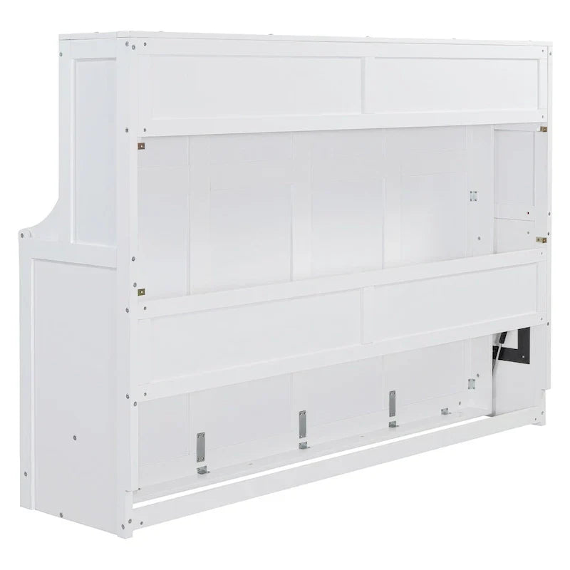 Queen/Full Size Murphy Bed with Hydraulic Lift and Integrated Desk Design