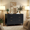 EROMMY Mid-Century Modern 6-Drawer Fluted Dresser - Wide Chest with Metal Handles for Bedroom and Living Room