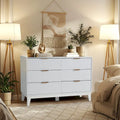 EROMMY Mid-Century Modern 6-Drawer Fluted Dresser - Wide Chest with Metal Handles for Bedroom and Living Room