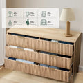 EROMMY Mid-Century Modern 6-Drawer Fluted Dresser - Wide Chest with Metal Handles for Bedroom and Living Room