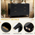 Modern 6 Drawer Dresser with Fluted Front and Metal Handles