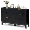 Modern 6 Drawer Dresser with Fluted Front and Metal Handles