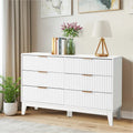 Modern 6 Drawer Dresser with Fluted Front and Metal Handles