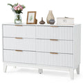 EROMMY Mid-Century Modern 6-Drawer Fluted Dresser - Wide Chest with Metal Handles for Bedroom and Living Room