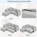 Roomfitters L-Shaped Sleeper Sofa with USB Ports, Power Outlets, and Versatile Storage Ottoman