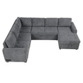 Roomfitters U-Shaped Sectional Sofa with Pull-Out Bed, Storage Chaise Lounge, and Integrated Charging Ports for Living Room