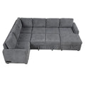 Roomfitters U-Shaped Sectional Sofa with Pull-Out Bed, Storage Chaise Lounge, and Integrated Charging Ports for Living Room