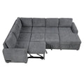 Roomfitters U-Shaped Sectional Sofa with Pull-Out Bed, Storage Chaise Lounge, and Integrated Charging Ports for Living Room