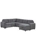 Roomfitters U-Shaped Sectional Sofa with Pull-Out Bed, Storage Chaise Lounge, and Integrated Charging Ports for Living Room