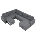 Roomfitters U-Shaped Sectional Sofa with Pull-Out Bed, Storage Chaise Lounge, and Integrated Charging Ports for Living Room