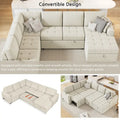 Roomfitters U-Shaped Sectional Sofa with Pull-Out Bed, Storage Chaise Lounge, and Integrated Charging Ports for Living Room