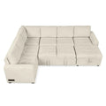 Roomfitters U-Shaped Sectional Sofa with Pull-Out Bed, Storage Chaise Lounge, and Integrated Charging Ports for Living Room
