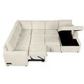 Roomfitters U-Shaped Sectional Sofa with Pull-Out Bed, Storage Chaise Lounge, and Integrated Charging Ports for Living Room