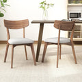 Pair of Light Beige Wooden Dining Chairs - Versatile Side Chairs for Office or Home